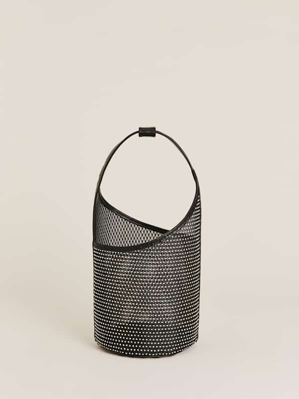 Small Mesh Silvana Bucket Bag - Black Sparkle Mesh